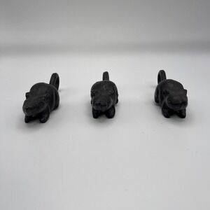 Set of 3 Cast Iron Black Mouse Tail Hook Wall Mounted Home Decor Rustic‎